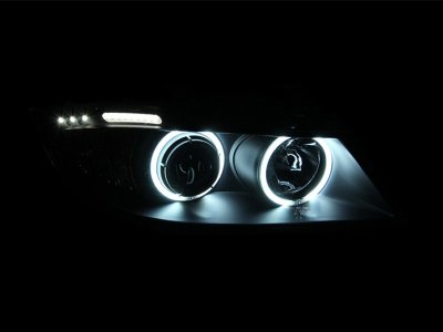 BMW 3 Series Sedan 2006-2008 Projector Headlights Black CCFL Halo LED