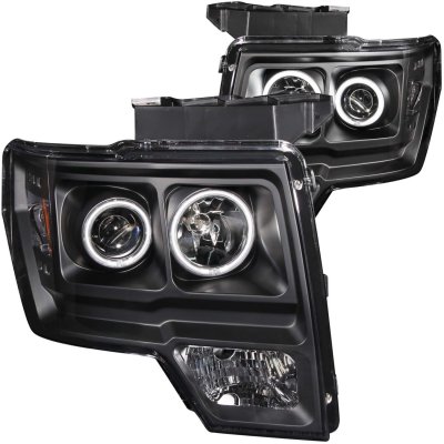 Ford F150 2009-2014 Black Projector Headlights with CCFL Halo and LED