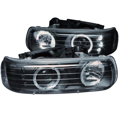 Chevy Suburban 2000-2006 Black Projector Headlights Halo LED
