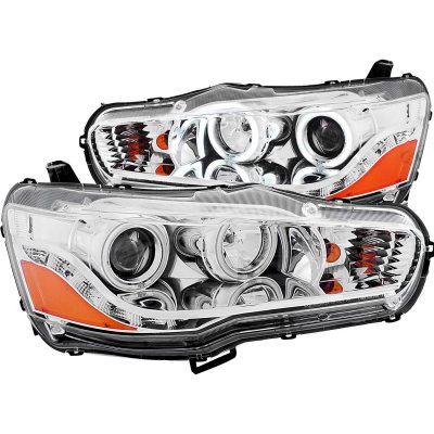 Mitsubishi Lancer 2008-2015 Projector Headlights Chrome CCFL Halo LED
