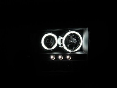 Ford F250 Super Duty 2005-2007 Black Projector Headlights with Halo and LED