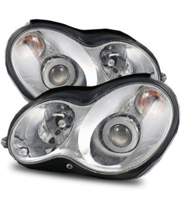 Mercedes Benz C Sedan 2001-2007 Projector Headlights Chrome AMG Style