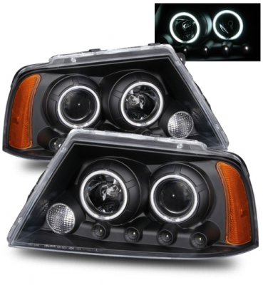 Lincoln Navigator 2003-2006 Projector Headlights Black CCFL Halo LED
