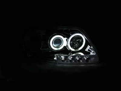 Ford Expedition 1997-2002 Clear Projector Headlights with CCFL Halo and LED