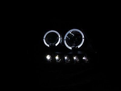 Ford Expedition 1997-2002 Black Projector Headlights with Halo and LED