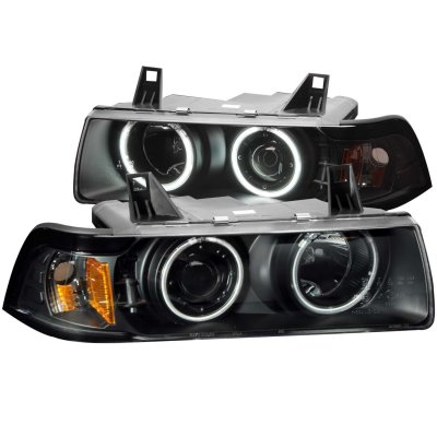 BMW 3 Series Sedan 1992-1998 Projector Headlights Black CCFL Halo