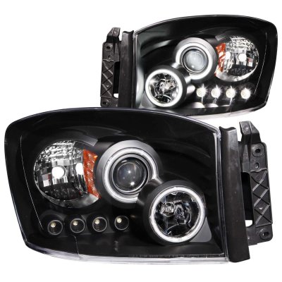 Dodge Ram 2500 2006-2009 Projector Headlights Black CCFL Halo LED