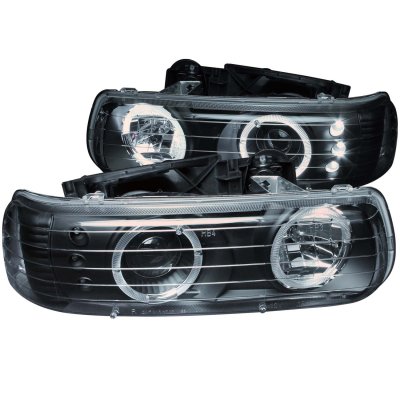 Chevy Silverado 1999-2002 Black Projector Headlights Halo LED