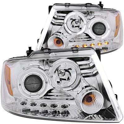 Ford F150 2004-2008 Clear Projector Headlights with Dual Halo and LED