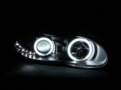 Chevy Camaro 1998-2002 Black Projector Headlights Halo and LED