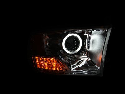 Dodge Ram 3500 2010-2018 Projector Headlights Chrome CCFL Halo