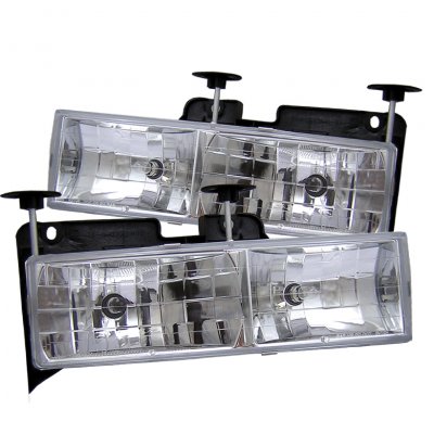 Chevy 1500 Pickup 1988-1998 Clear Glass Euro Headlights