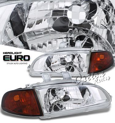 Honda Civic 1992-1995 Clear Euro Headlights and Smoked Corner Lights Set