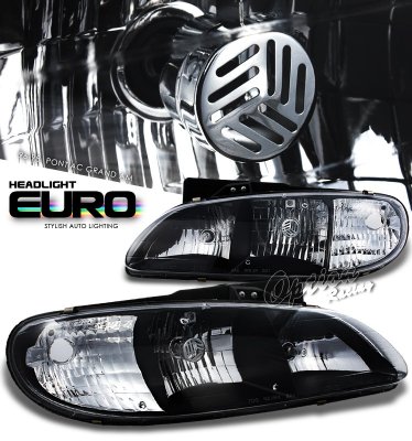 Pontiac Grand AM 1996-1998 Black Euro Headlights