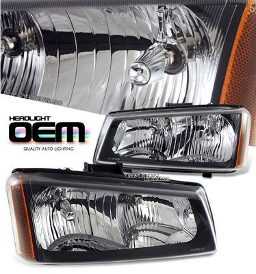 Chevy Silverado 2003-2004 Black Crystal Headlights