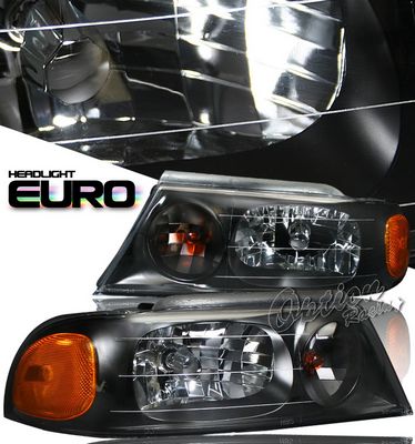Lincoln Navigator 1998-2002 Black Euro Headlights
