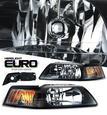 Ford Mustang 1999-2004 Black Euro Headlights