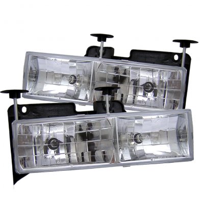 Chevy Suburban 1992-1999 Clear Glass Euro Headlights