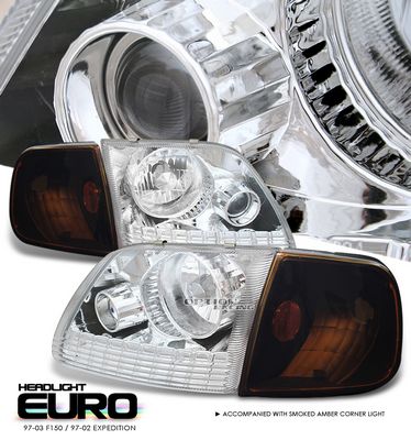 Ford F150 1997-2003 Clear Projector Headlights and Smoked Corner Lights