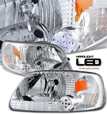 Ford F150 1997-2003 Clear Euro Headlights with LED City Lights