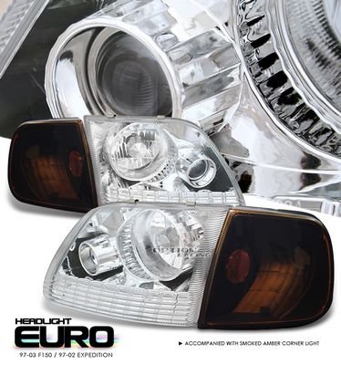 Ford Expedition 1997-2002 Clear Projector Headlights and Smoked Corner Lights