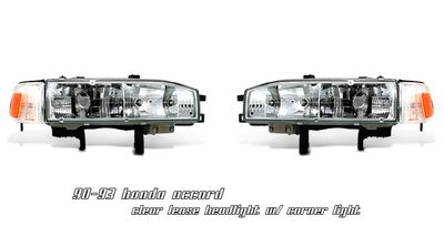 Honda Accord 1990-1993 Clear Euro Headlights and Corner Lights