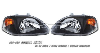 Honda Civic 1996-1998 JDM Black Euro Headlights