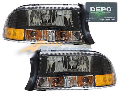 Dodge Durango 1998-2003 Depo Black Euro Headlights