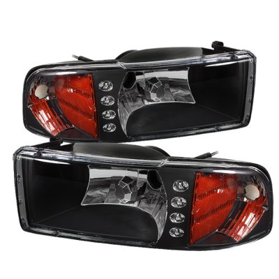 Dodge Ram 2500 1994-2001 Black Euro Headlights with LED