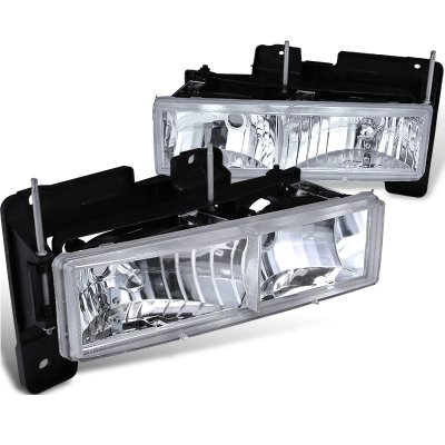 Chevy Tahoe 1995-1999 Clear Crystal Euro Headlights