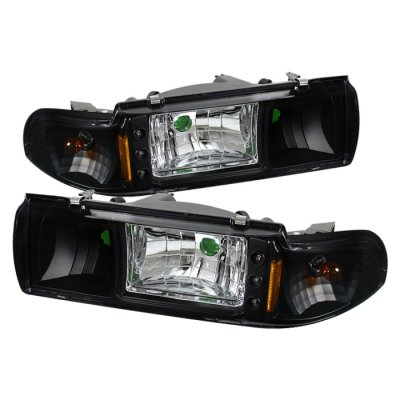 Chevy Caprice 1991-1996 Black Euro Headlights with LED