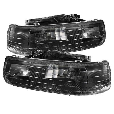 Chevy Silverado 1999-2002 Black Euro Headlights