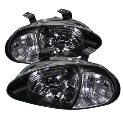 Honda Del Sol 1993-1997 Black Euro Headlights