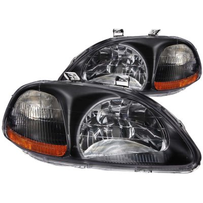 Honda Civic 1996-1998 Black Euro Headlights