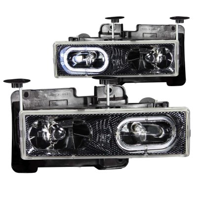 Chevy Silverado 1994-1998 Carbon Euro Headlights with Halo