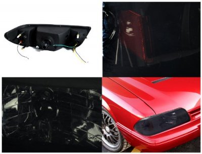 Ford Mustang 1987-1993 Smoked Headlights One Piece