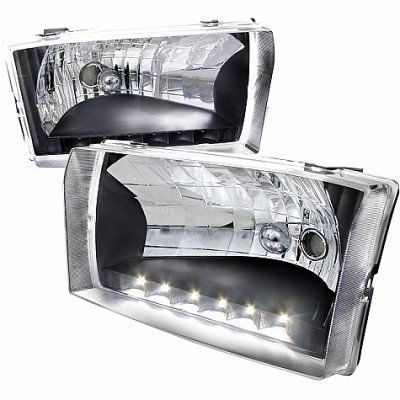 Ford F250 Super Duty 1999-2004 Black Euro Headlights LED