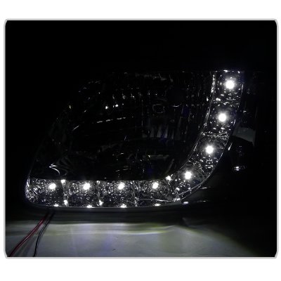 Ford F150 1997-2003 Crystal Headlights Black LED DRL