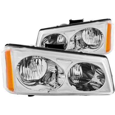 Chevy Silverado 2500 2003-2004 Euro Headlights with Chrome Housing
