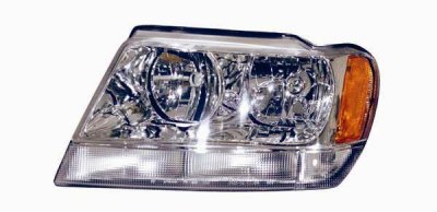 Jeep Grand Cherokee Chrome 1999-2004 Left Driver Side Replacement Headlight