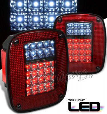 Jeep Wrangler 1987-2006 Red and Smoked LED Tail Lights