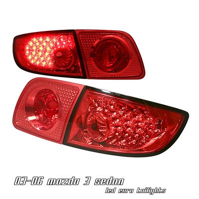 Mazda 3 Sedan 2004-2006 Red LED Tail Lights