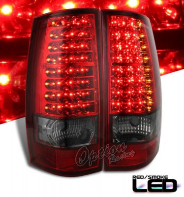 Chevy Suburban 2007-2009 Red and Smoked LED Tail Lights