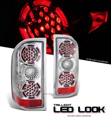 Chevy Silverado 2007-2009 Clear LED Style Tail Lights
