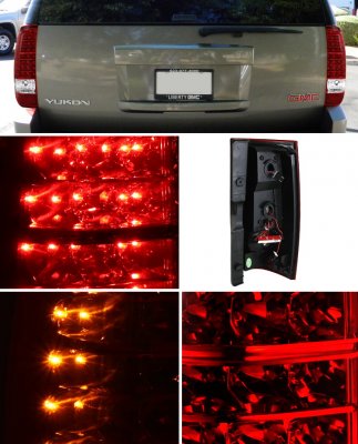 Chevy Suburban 2007-2014 Red and Clear LED Tail Lights