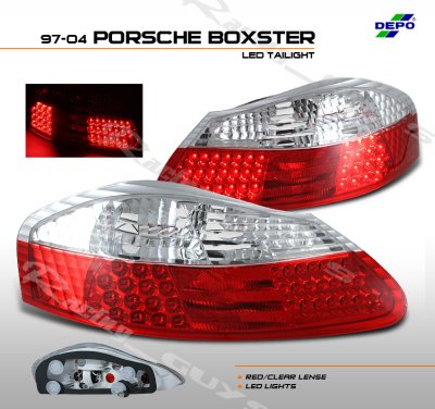 Porsche Boxster 1997-2004 Depo Red and Clear LED Tail Lights