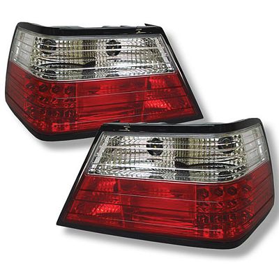 Mercedes Benz E Class 1986-1995 Red and Clear LED Tail Lights
