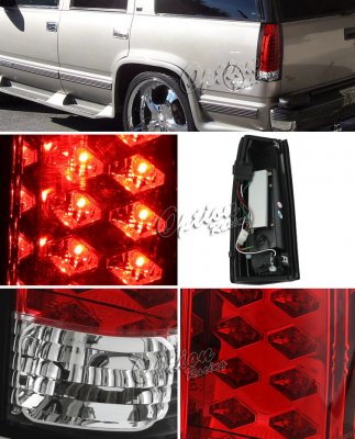 GMC Jimmy Full Size 1992-1994 Red and Clear LED Tail Lights