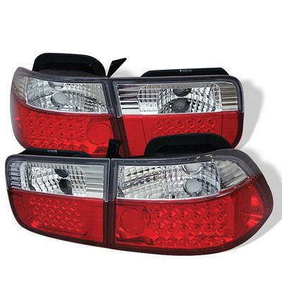 LOSTAR Red/Clear Tail Light Assembly For 1996-2000 Honda Civic 2Dr Coupe (Set Of 4)