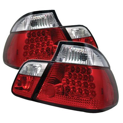 BMW E46 Sedan 3 Series 1999-2001 Red and Clear LED Tail Lights